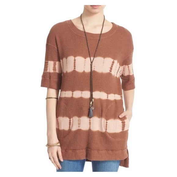 Free People Tops - We The Free People Canyon Wash Tie Dye Waffle Tunic Shirt Medium